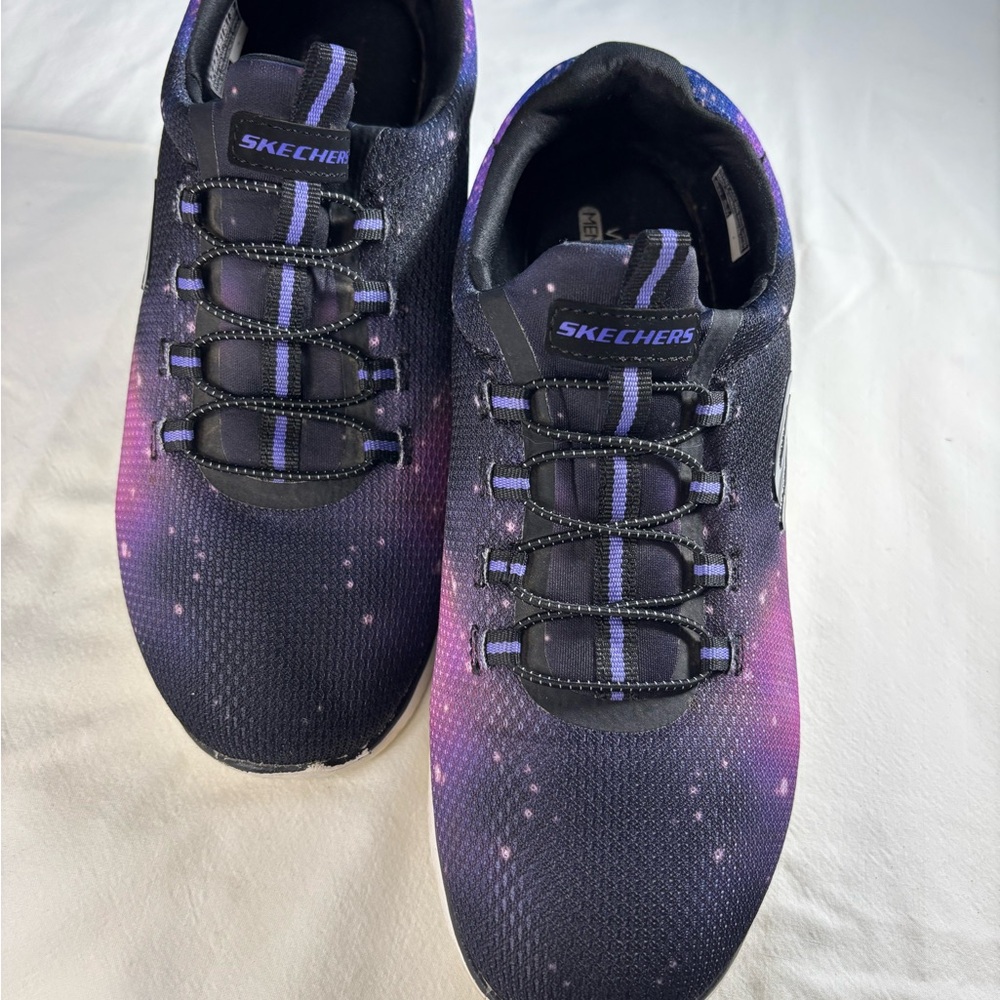 Skechers Women's Black and Purple Ombre Sneakers